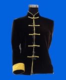 Black Silk Velvet Mandarin Jacket