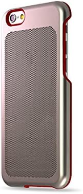 iPhone 6s Case, COOLMESH Aerospace Stainless Steel Case for iPhone 6 /6s - Silver/Red Trim Dot