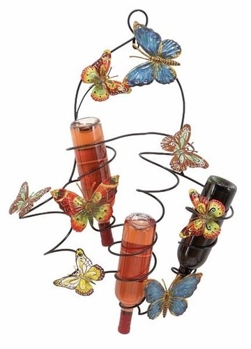 Butterfly Garden Metal Wall Wine Rack, Wine Vineyard Picture