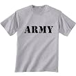 Distressed Print Stencil ARMY Short Sleeve T-Shirt in grey