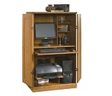 Computer Armoire, Oak, hidden computer desk (Carolina Oak) (54 1/8H x 30 3/4W x 21D)