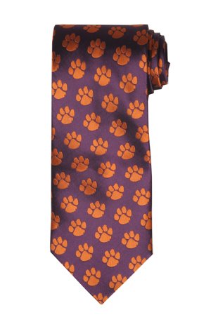 Clemson Tie Clemson University Purple Necktie with Tiger Paw Logo