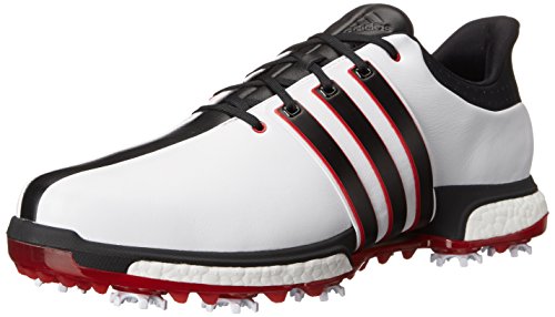 adidas Golf Men's Tour360 Boost Spiked Shoe,White/Black/Power Red,8.5 US