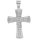 14K White Gold Mens Diamond Cross Pendant 2.75 Ctw
