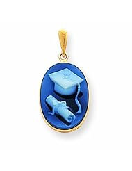 14K Gold 13x18mm Graduation Cap & Diploma Agate Cameo Pendant