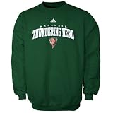 adidas Marshall Thundering Herd Green Beveled Out Crew Sweatshirt