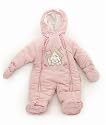 Baby Girl Winter Coat in Pink with Hood, Just Too Cute Dog Design (Snow Suit) (Newborn)