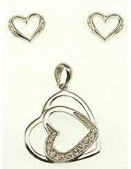 Kala-isjewels- Ladies - 925 Sterling Silver CZ "" Hearts "" Pendant (1,06"" ),Earrings
