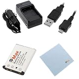 GTMax Replacement KLIC-7006 Battery + Travel Charger with Car Adapter + 6 Feet Micro-USB Cable + Cleaning Cloth for Kodak EasyShare M577, M522, M532, M552, M580, M575, M550, M530, M5350, M5370, MINI M200, M23 Digital Cameras
