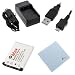 GTMax Replacement KLIC-7006 Battery + Travel Charger with Car Adapter + 6 Feet Micro-USB Cable + Cleaning Cloth for Kodak EasyShare M577, M522, M532, M552, M580, M575, M550, M530, M5350, M5370, MINI M200, M23 Digital Cameras