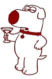 Family Guy 'Brian Dog' with Martini Cocktails Rub-on Sticker-Red Rub-on Decal!