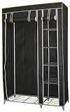 Kitchen & Housewares : DOUBLE LARGE BLACK CANVAS WARDROBE STORAGE FURNITURE 5 SHELVES