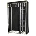 DOUBLE LARGE BLACK CANVAS WARDROBE STORAGE FURNITURE 5 SHELVES