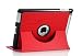 MoKo(TM) 360 Degree Rotating Folio Cover Case With Multi-Angle Stand for Apple New IPad 3 HD (3rd generation), RED (with Built-in Smart Cover Sleep / Wake Function)