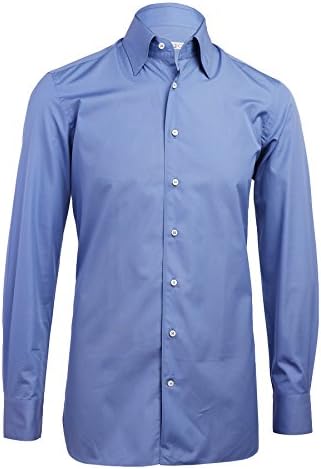 Zilli Men's Cotton Blue Chemise Dress Shirt Long sleeve Classic fit (38 (15))