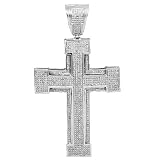 10K White Gold Mens Diamond Cross Pendant 1.45 Ctw