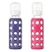 Lifefactory Glass Baby Bottle with Silicone Sleeve 9 Ounce, Set of 2 - Purple/Raspberry
