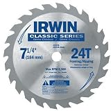 Irwin Tools 15130 7-1/4-Inch by 24 Teeth by Universal Arbor Circular Saw Blade for Wood-Carded
