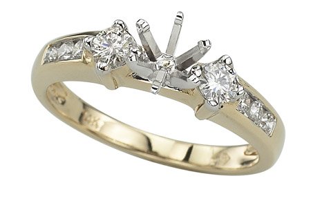 14K Yellow Gold Diamond Engagement Ring Semimount
