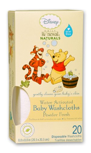 Disney Baby Washcloths, Powder Fresh, Water Activated, 20-Count (Pack of 2)
