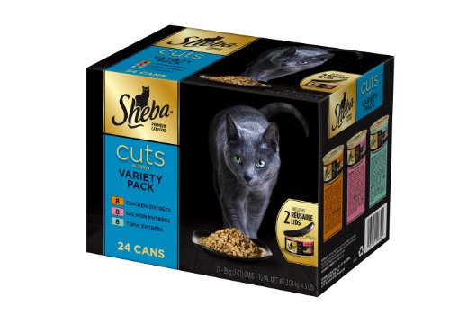 Sheba Premium Entree Cat Food Cuts 24 Count Multipack Tuna, Chicken and Salmon