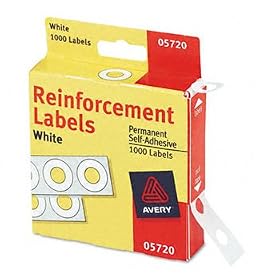 Hole Reinforcements, 1/4 Diameter, White, 1000/Pack