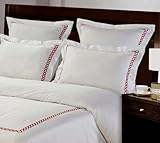 5-pc White and Ruby Red Full/queen Amy Embroidery Duvet Cover Set 400 Threa ....