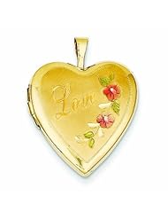 Genuine 14K Yellow Gold 20mm Enamel Flowers Love Heart Locket 2 Grams Of Gold 100% Satisfaction Guaranteed.