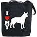 Canvas Tote Bag Black  I Love My Australian Cattle Dog  Silhouette Dog