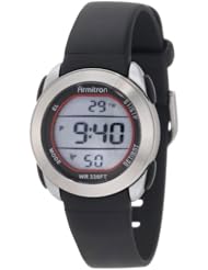 Armitron Womens 45/7020BLK Stainless Steel Top Ring, Silver-Tone Resin Case Chronograph Watch