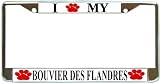 I Love My Bouvier Des Flandres Paw Prints Dog Chrome Metal License Plate Frame Holder