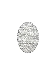 Ladies 14K White Gold 2.88Ct Round Cut Diamond Designer Charm Oval Pendant 6.4Gr