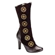 4 Inch High Heel Womens Sexy Brown Boots Gear Buttons Steampunk Hardware