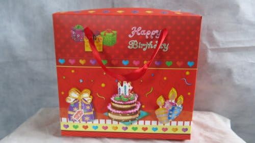 Happy Birthday Empty Gift Box with Glitter Pop Up Cake and Candles - Red