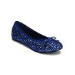 Cute Women's Ballet Flat Shoes Glitter Bow Blue