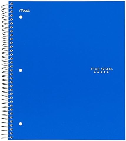 5 Star Spiral Bound Notebook, 1-subject, 100 Wide-Ruled Sheets, 10.5 x 8 Inch Sheet Size | Cobalt Blue