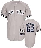 MLB Men's New York Yankees Joba Chamberlain Road Gray Short Sleeve 6 Button Synthetic Replica Baseball Jersey Spring 2012  (Road Gray, Large)