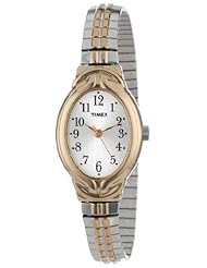 Timex Womens T2N9809J Elevated Classics Oval Two-Tone Expansion Band Dress Watch