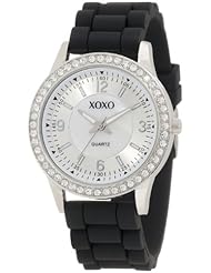 XOXO Womens XO8037 Black Bumpy Silicone Rubber Strap Watch