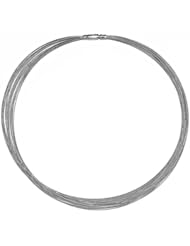 18K White Gold 21 Strands 0.5mm Necklace 18 Inch