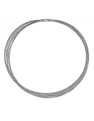 18K White Gold 21 Strands 0.5mm Necklace 16 Inch