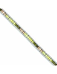 Genuine .925 Sterling Silver 7Inch Champagne, Green & Yellow Cz Bracelet . 100% Satisfaction Guaranteed.
