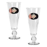 Baltimore Orioles MLB 2pc Pilsner Glass Set with Baseball on stem - Oval Logo
