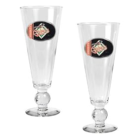 Baltimore Orioles MLB 2pc Pilsner Glass Set with Baseball on stem - Oval Logo by