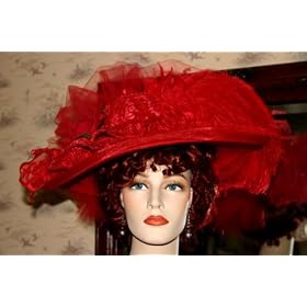 Red Tea Hat Edwardian Style Hat Design by Darna "Miss Red Crystal Fairy IV"