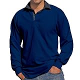 Front Row Long Sleeve Rugby Shirt, Navy/Slate Collar, M