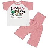 (282613)【綿100％】2016年 夏物 ZOOMIC ズーミック Ｔ型 半袖パジャマ 腹巻付き ７分丈パンツ ピンク◇90cm