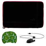 Black with Red Trim Protective Nubuck Carrying Sleeve Case Cover with Cushi ....