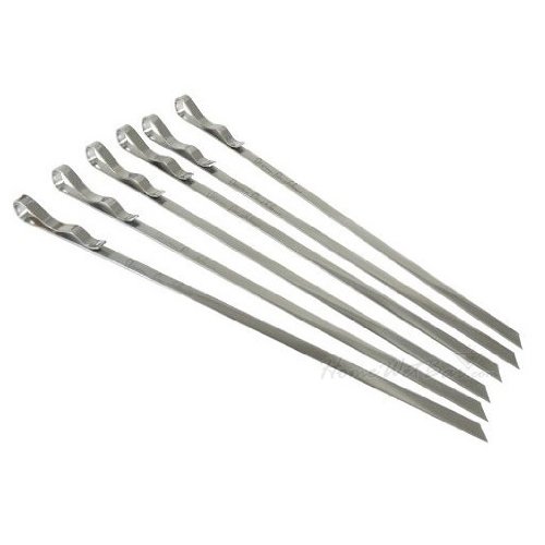 Steven Raichlen Best of Barbecue Signature Stainless Steel Grilling Kabob Skewers, Set of 6 (3/8-inch Wide)