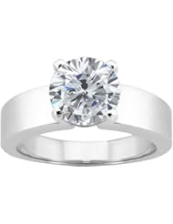 0.90 Ct Round H/I I1 Diamond 18K White Gold Ring